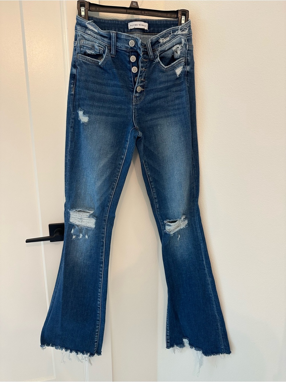 Flying Monkey Medium/Dark Blue Distressed Flare Jeans